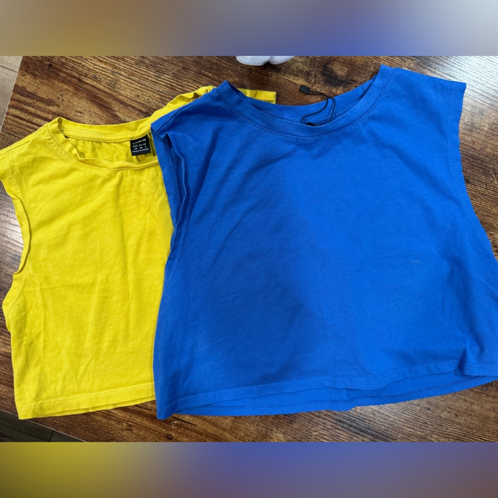 TWO sleeveless crew neck SHEIN tops, XS